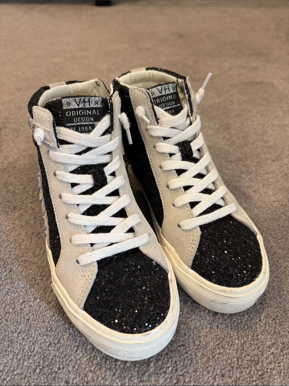 Vintage Havana Black Sparkle  & Gray High-Top Women's Sneakers